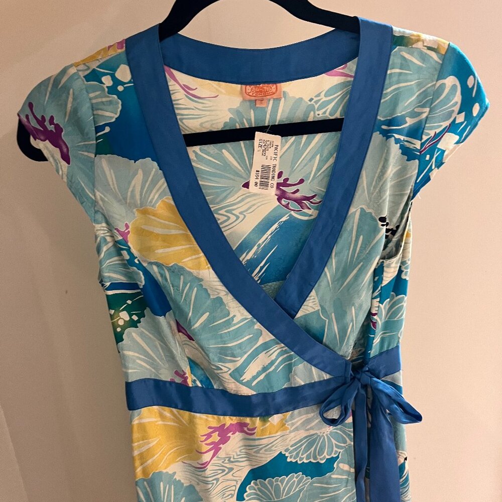 Aoyama Itchome Silk Wrap Dress-Size S NWT